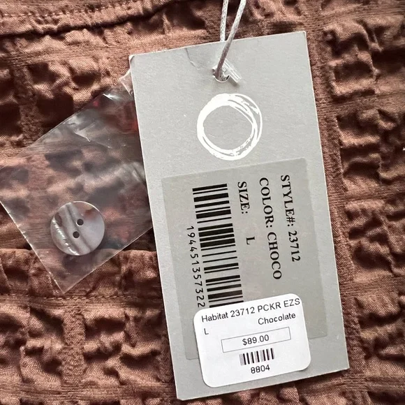 NWT Habitat Button Front Textured Sz L Lightweight Jacket in Choco Brown Artsy - Picture 6 of 12